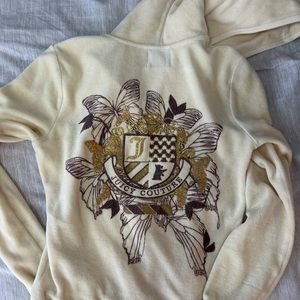 juicy couture zip up hoodie in cream